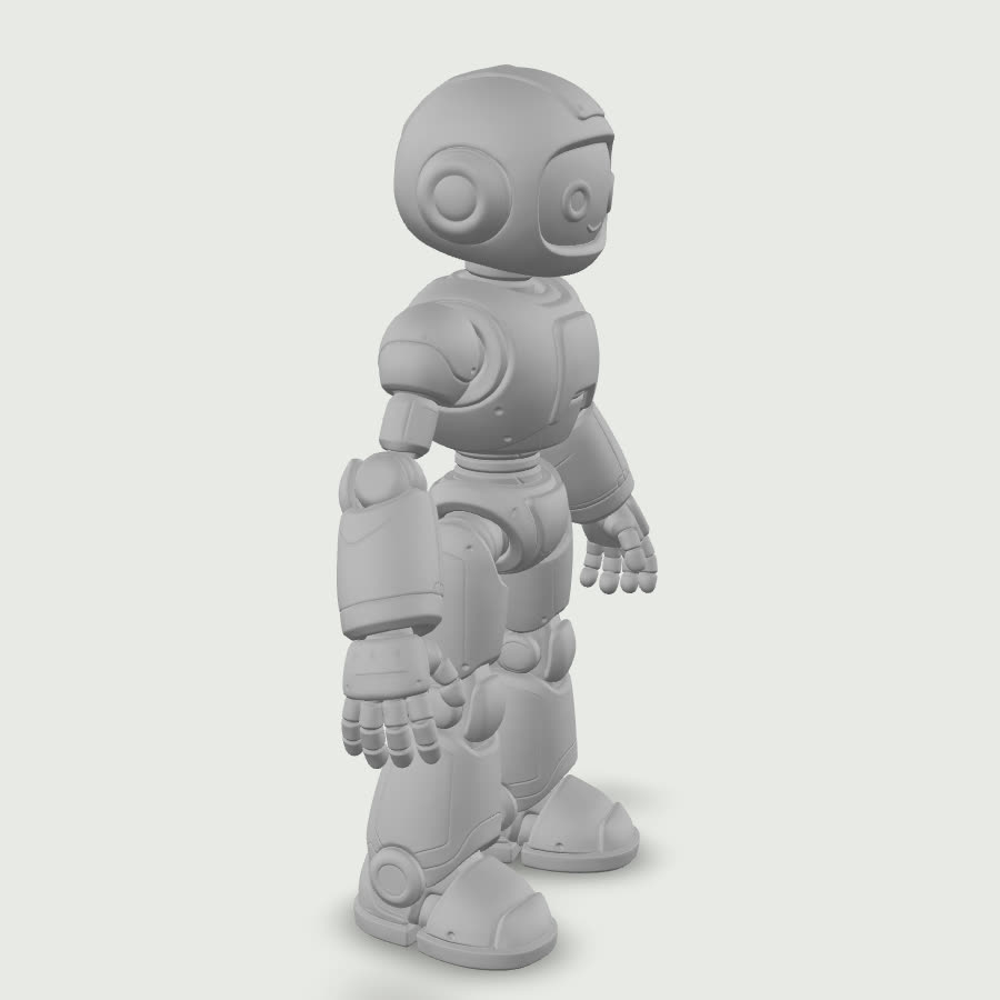 The Tripo model rendered as an untextured grey mesh, viewed from the side